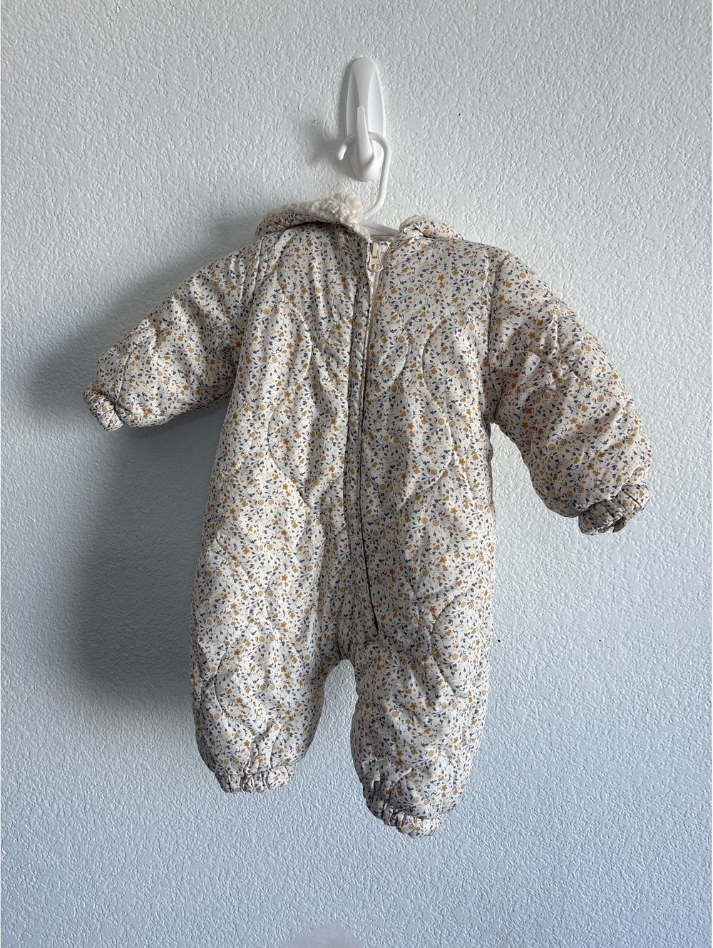 Zara Baby Floral Print Hooded Fleece-Lined Snowsuit 3-6 Months